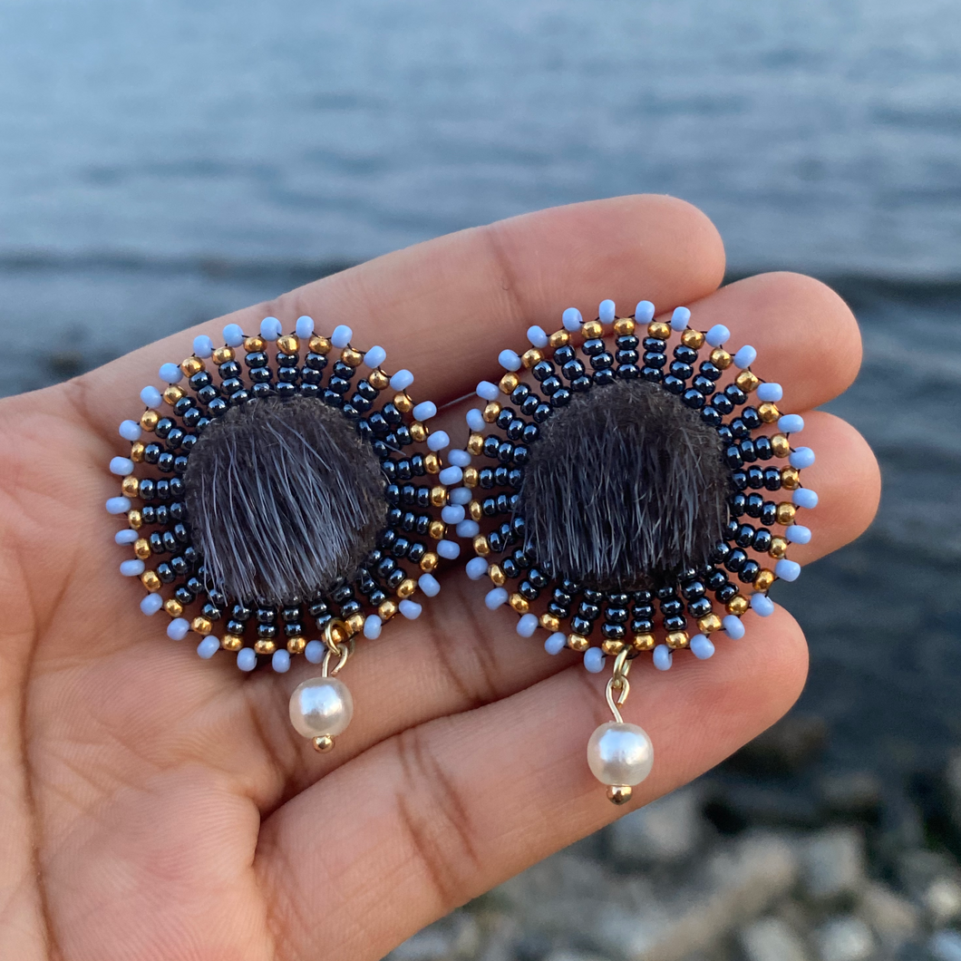 Pearl seal skin earrings